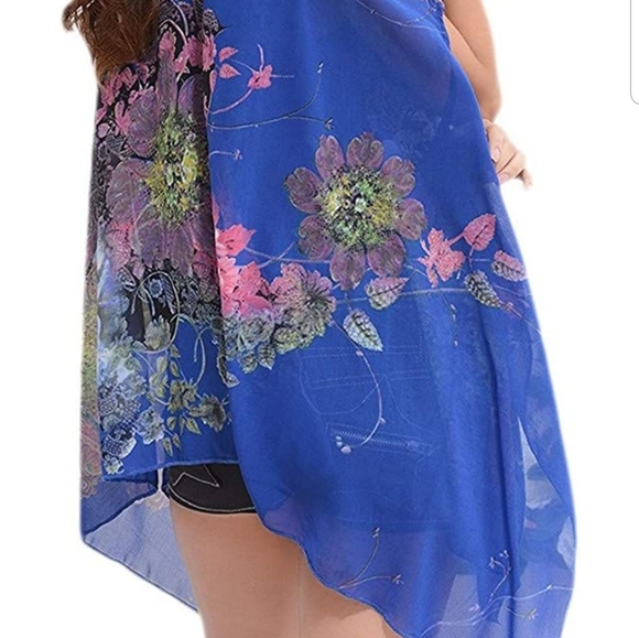 Kimono Sleeve Sheer Top Flowers - Picture 2 of 7